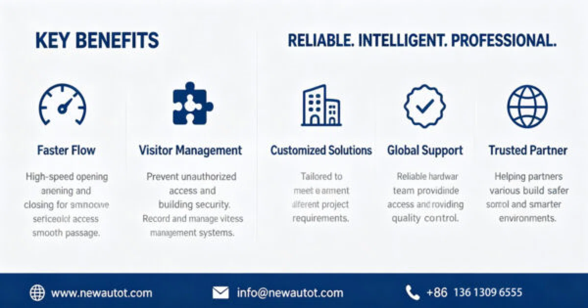 Key benefits of smart speed turnstile access control solution, feature infographic