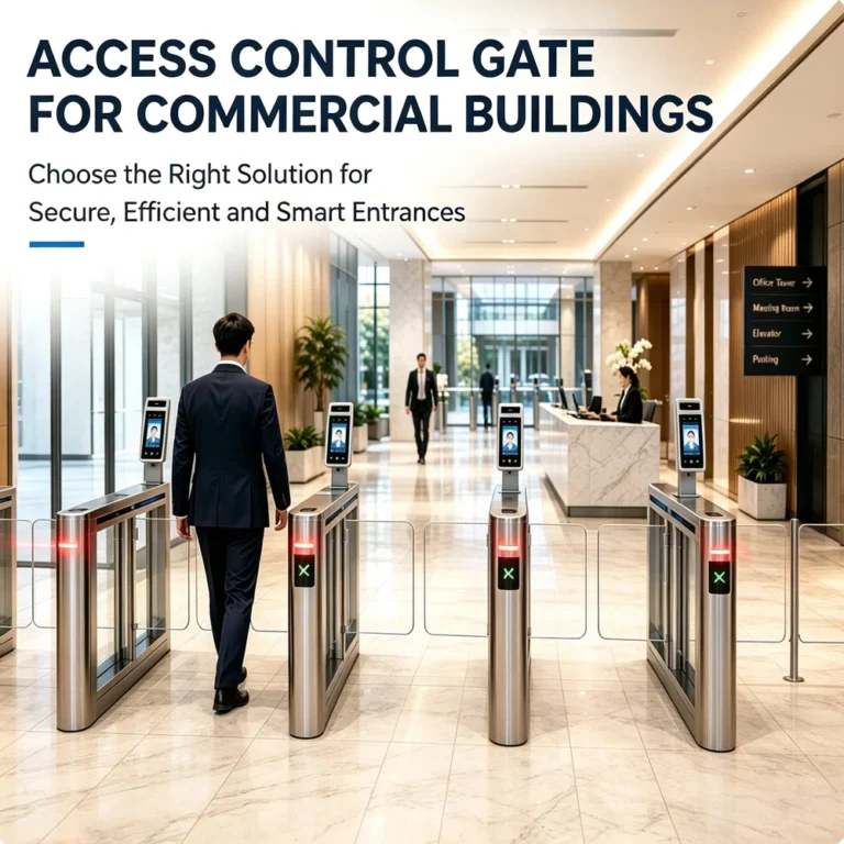 Access control gate for commercial buildings with smart pedestrian entrance system