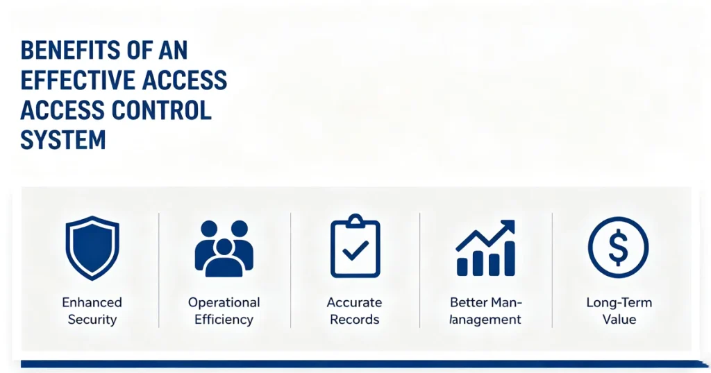 Key benefits of smart speed turnstile access control solution, feature infographic