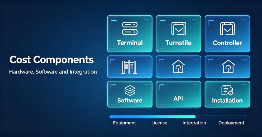 Facial recognition access control system cost components including hardware software and integration