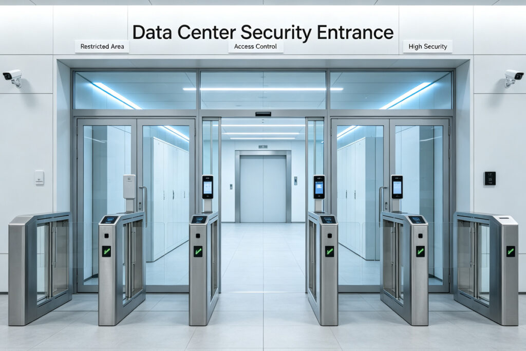 Full height turnstile providing secure access control for data center restricted areas