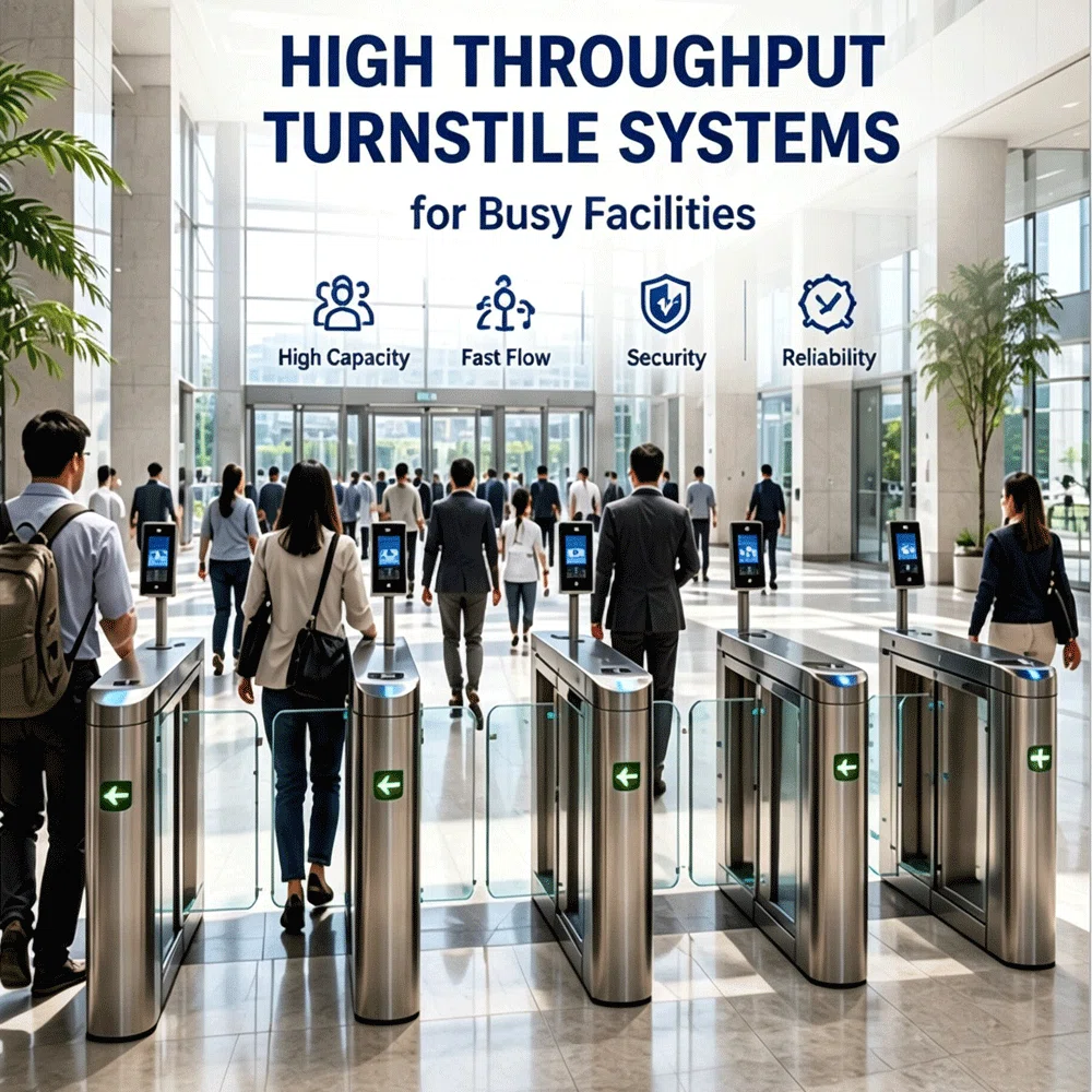 High throughput turnstile systems managing pedestrian flow in busy facilities
