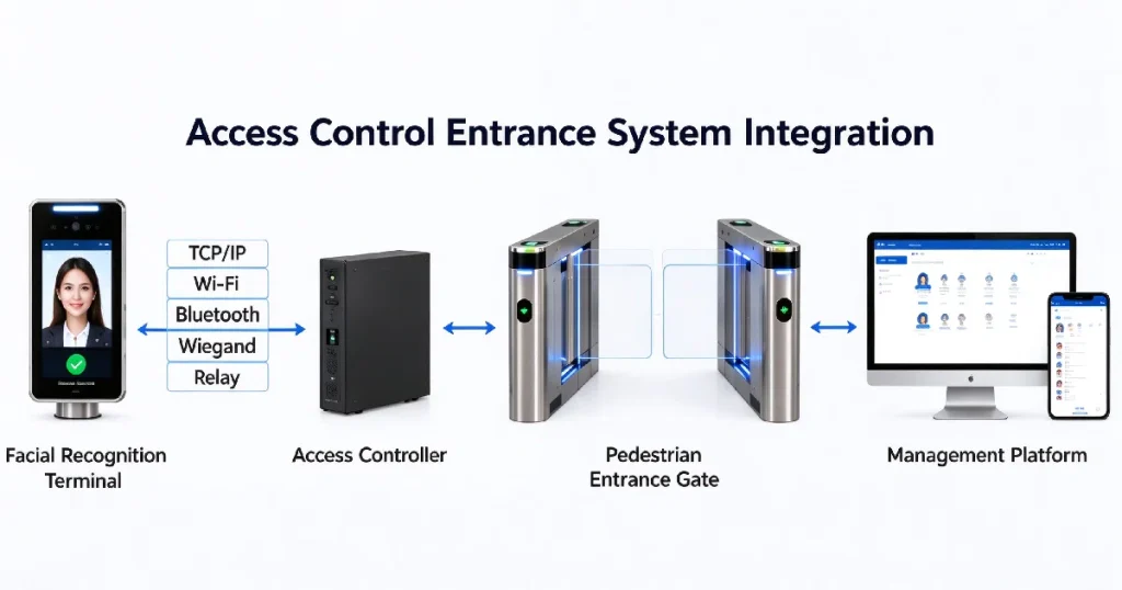 multi-lane commercial building entrance security system