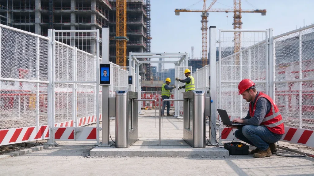 temporary construction site entrance system for workers and contractors